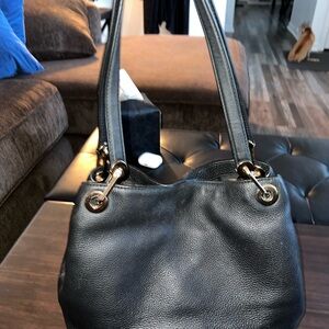 Michael Kors Raven Black Leather Shoulder Hobo Bag